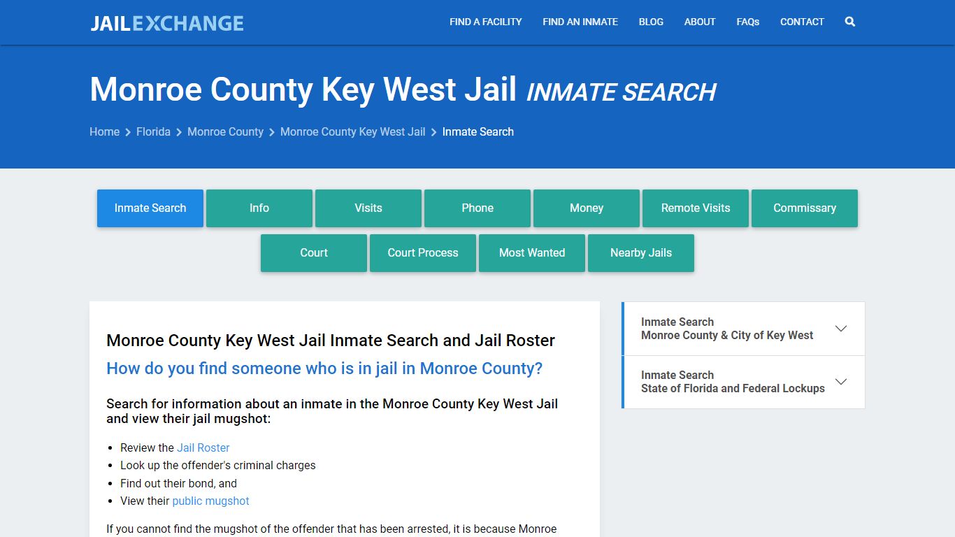 Inmate Search: Roster & Mugshots - Monroe County Key West Jail, FL